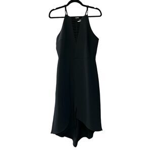 Harlyn halter asymmetrical hem sleeveless midi dress